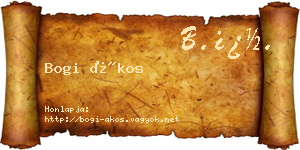 Bogi Ákos névjegykártya